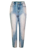 Youth Campus Casual Style Harem Pants Washed Effect Denim Jeans for Women