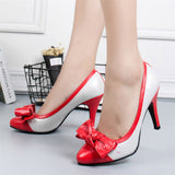 Pointed Toe Thin Heel Pumps With Bowknot