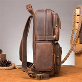 Retro Leather Large-Capacity Computer Bag Adjustable Shoulder Strap Design Travel Backpack