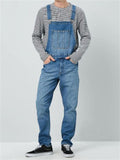 Blue Mens Multi-Pocket Denim Overalls Jumpsuit Dungarees Bib