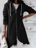 New Long Sleeve Zipper Long Hooded Sweatshirts