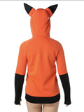 Adorable Fox Ear Drawstring Hooded Full Zipper Sweatshirt