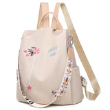 Floral Embroidered Large Capacity Anti-Theft Design Backpack Shoulder Bag Two-Way To Carry