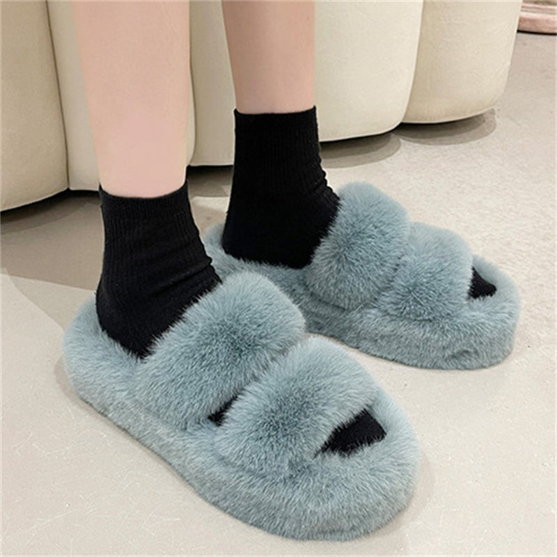 Lovely Sweet Short Plush Extra Warm Thicken Outsole Slippers for Lady