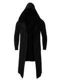 Men's Street Ultra Light Hooded Long Cardigan Cloak with Pockets