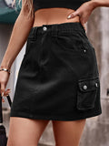 Female Summer Elastic Waist Short Cargo Skirt