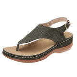 Casual Comfy Buckle Strap Wedges Thong Sandals for Women