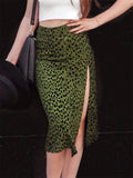 Fashion Leopard Flower Print High Waist A-Line Skirt