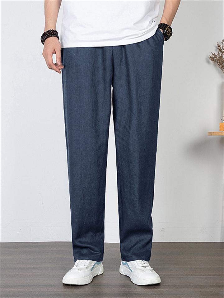 Men's Front Zipper Design Stylish Loose Straight-Leg Pants