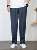 Men's Front Zipper Design Stylish Loose Straight-Leg Pants