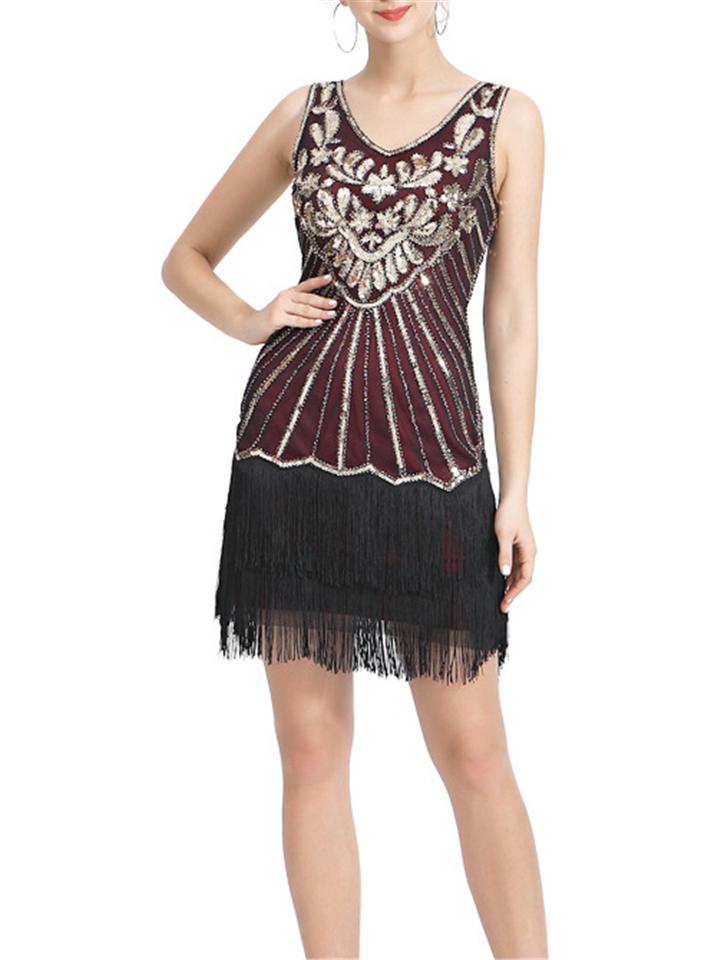 Decent Vintage Fringed Sequined Gatsby Dress for Cocktail Party