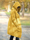 Women's Warm Buttoned Hooded Long Sweater Cardigan
