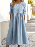 Women's Cozy Cotton Linen Tunic Dress