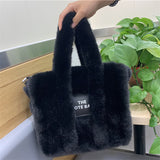 Women's Autumn Winter Cute Shearling Tote Handbags