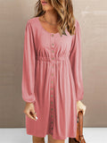 Women's Fashion Button Up Long Sleeve Dresses