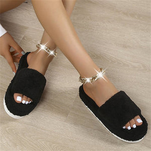 Colourful Thicken Outsole Plush Upper Fashion Women Slippers