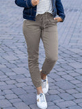Female Casual Plain Fit Lace-up Ankle Tied Pants