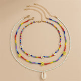 Daisy Beads Smiley Face Shell Woven Female Necklace
