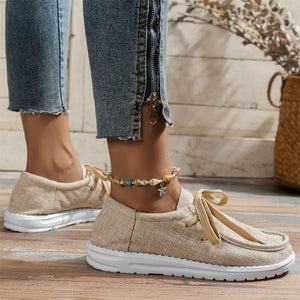 Female Casual Hiking Round Toe Super Soft Rubber Sole Canvas Shoes