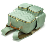 Multi-Functional Top-Handled Quilted Gold-Tone Hardware Mother-Baby Backpack