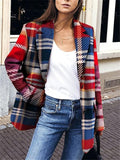 Women's Fashion Lapel Plaid Blazer Coats