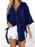 Irregular Half Sleeve Linen Shirts