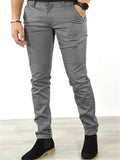 Men's Casual Simple Business Style Solid Color Pants With Pockets