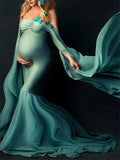 Gorgeous Sweetheart Neckline Off Shoulder Front Ruched Chiffon Mermaid Maternity Gown