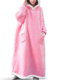 Unisex Super Warm Fleece Pullover Hoodie Blanket Sweatshirt With Large Front Pockets