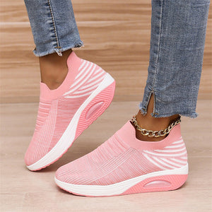 Breathable Contrast Color Slip On Female Running Shoes