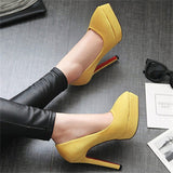 Pointed Toe Slip-On Solid Color High Heels