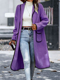 Comfy Chic Contrast Color Lapel Female Long Coats