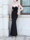 Sweetheart Neckline Ruched Slit Sexy Evening Dresses