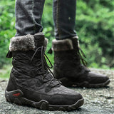 Mens Cozy Warm Genuine Leather Outdoor Snow Boots