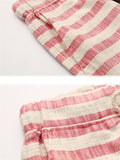 Men Stripe Printed Drawstring Beach Shorts