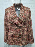 Womens Decent Plaid Double-Breasted Suit Collar Coat