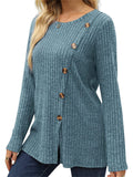 Ladies Chic Button Front Split Long Sleeve Knitted Shirts