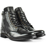 Army Knight Style Men Side Zipper PU Leather Vintage Boots