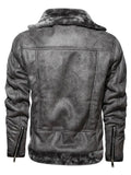 Fashion Men's Winter Thermal Fur Leather Jacket Outerwear 