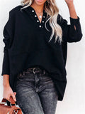 Women's V-Neck Long Sleeve Plus Size Loose Hoodies