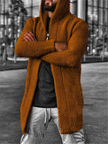 Men's Fashion Mid Length Rib Cardigan With Hood