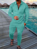 Spring Holiday Men's Lapel Quarter-Zip Pullover Fashion Sets