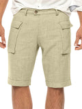 Men's Rolled Hem Large Pockets Casual Simple Knee Length Shorts