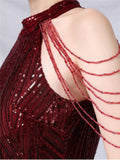 Exquisite Sequined Halter Neck Dress for Evening Party