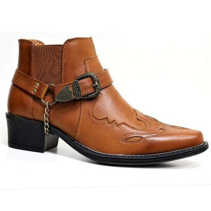 Men's Fashion Buckle Pointed Toe Martin Boots