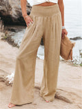 Women's High Waist Wide Leg Cotton Linen Pants