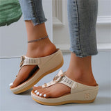 Summer Vacation Wedge Heels Slip On Sandals for Women