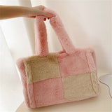 Cute Contrast Color Shearling Handbags For Women