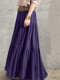 Women's Vintage Casual Elastic Waist Ruffle Long Skirts