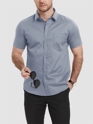 Solid Color Turn-down Collar Business Shirt for Men